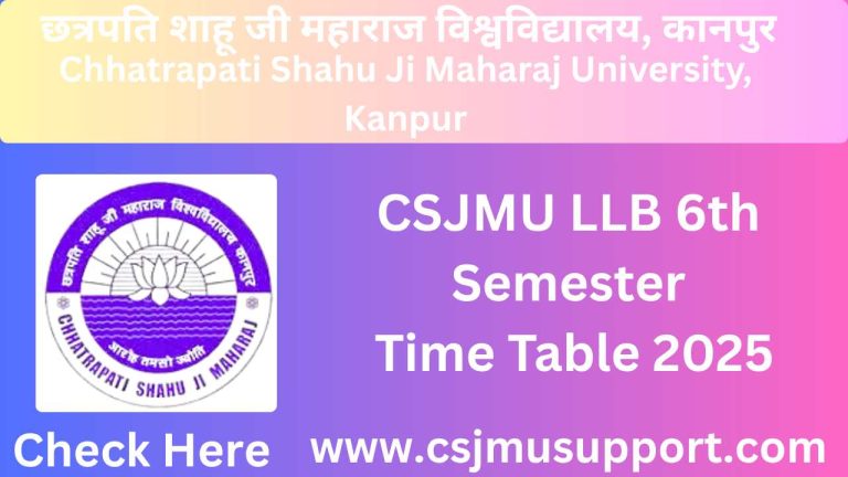CSJMU LLB 6th Semester Time Table PDF Download
