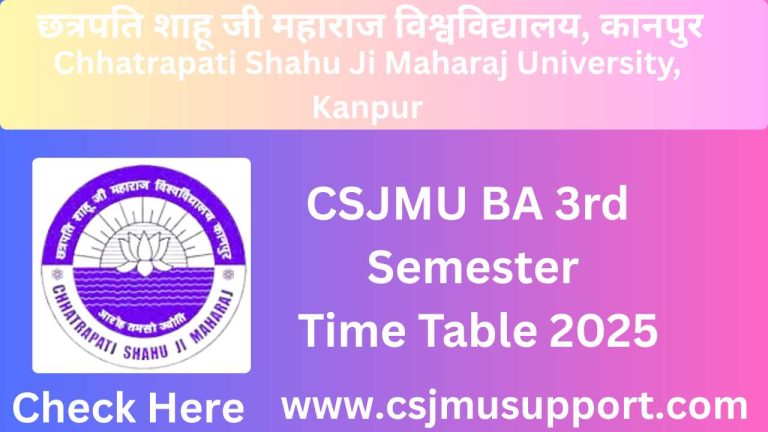 CSJMU BA 3rd Semester Time Table PDF Download
