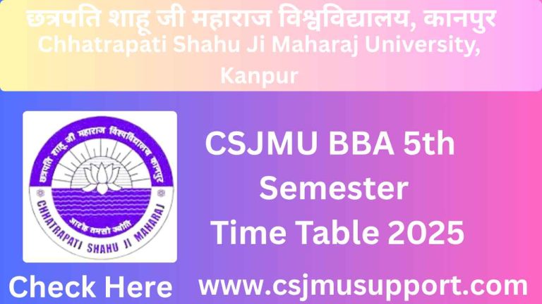 CSJMU BBA 5th Semester Time Table PDF Download