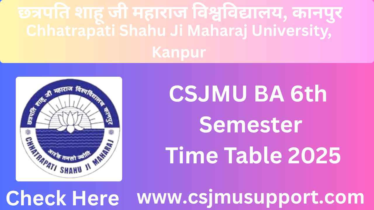 CSJMU BA 6th Semester Time Table PDF Download