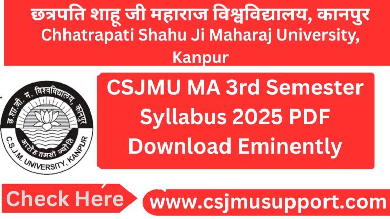 CSJMU MA 3rd Semester Syllabus PDF Download Eminently