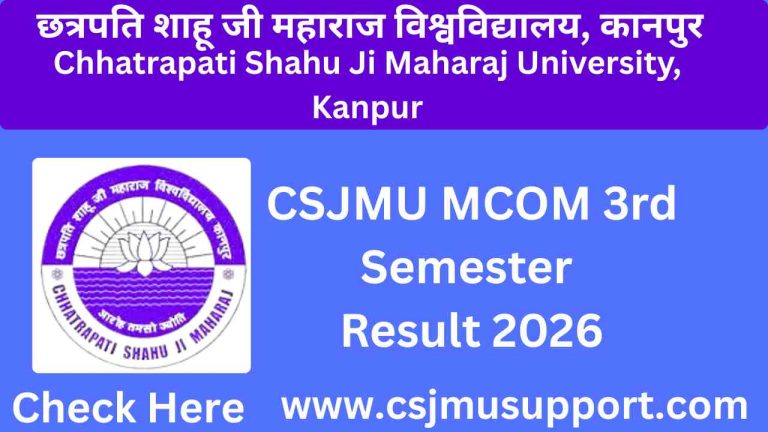 CSJMU MCOM 3rd Semester Result