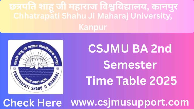 CSJMU BA 2nd Semester Time Table PDF Download