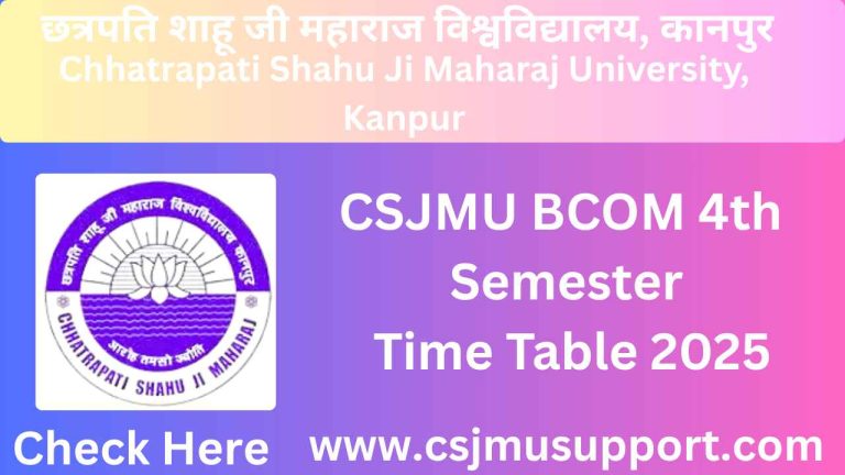CSJMU BCOM 4th Semester Time Table PDF Download
