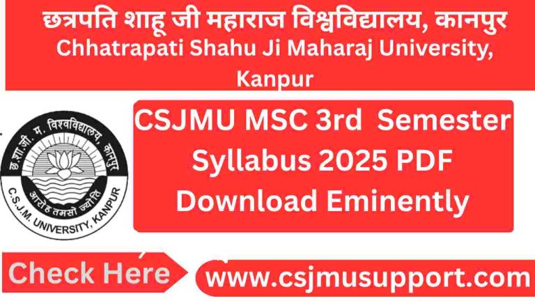 CSJMU MSC 3rd Semester Syllabus 2025 PDF Download Eminently