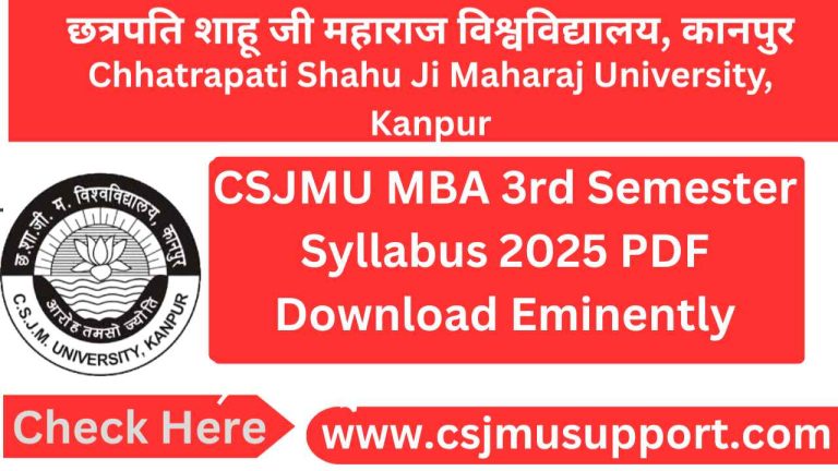 CSJMU MBA 3rd Semester Syllabus PDF Download Now