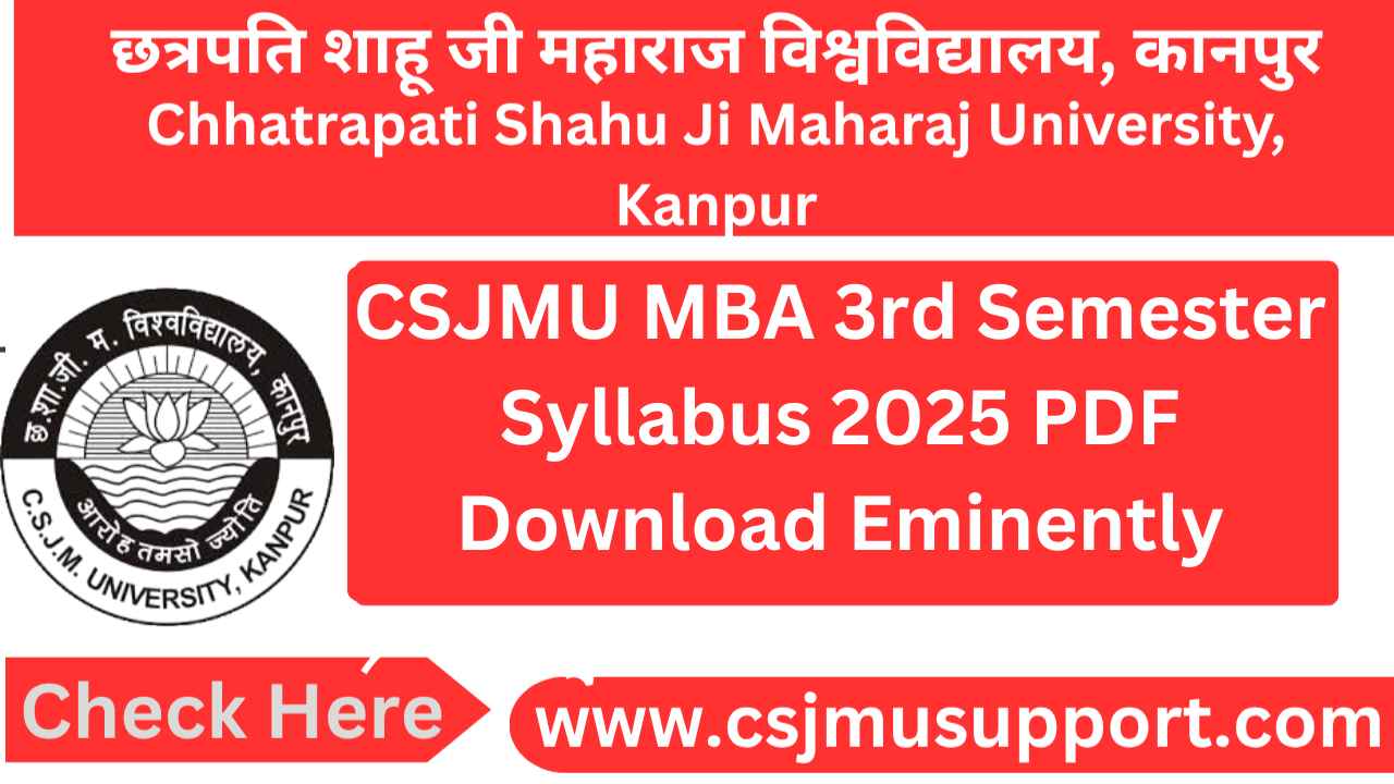 CSJMU MBA 3rd Semester Syllabus PDF Download Now